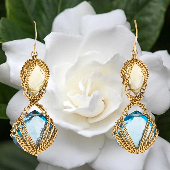 SOLD -Anthony Nak 18k Gold Citrine & Topaz Earrings - Picture 2 of 5